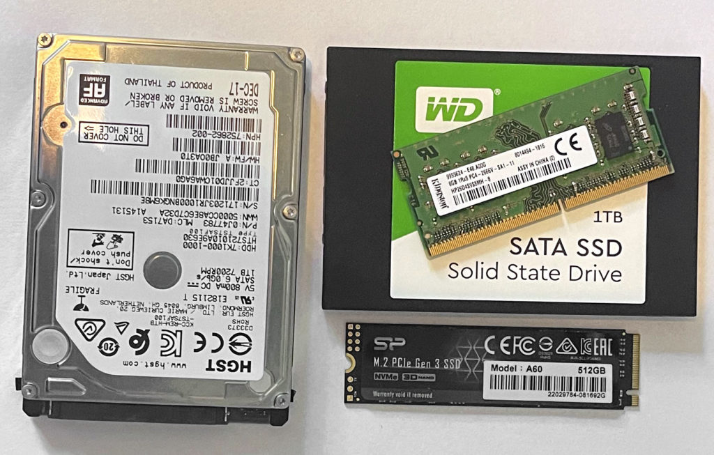 SATA HDD, SSD, M.2, and DDR3