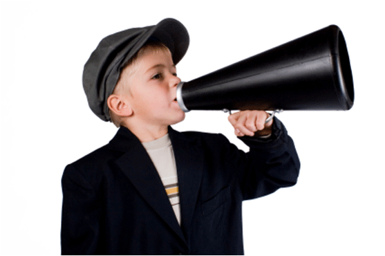 boy talking into megaphone