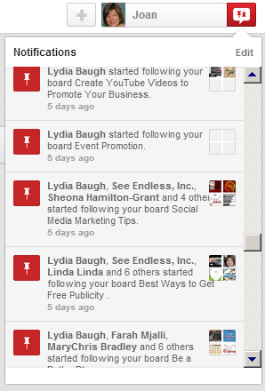 Pinterest notifications
