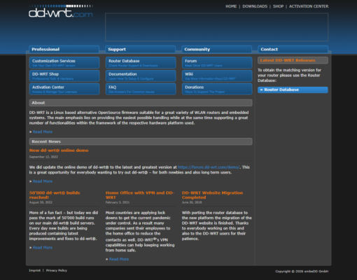 Linux based alternative OpenSource firmware suitable for a great variety of WLAN routers