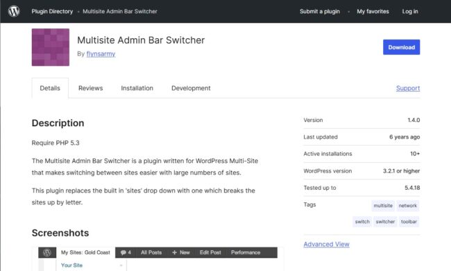 Multisite Admin Bar Switcher