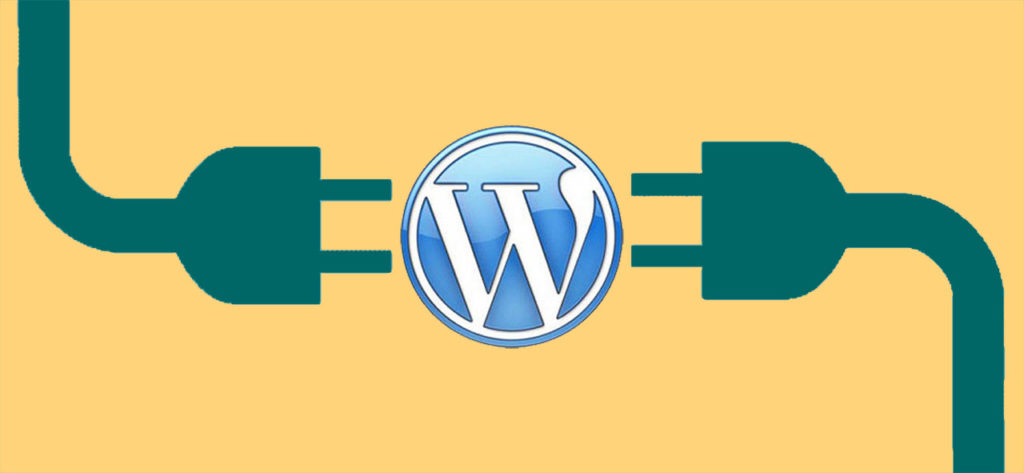 WordPress Logo with Two Electrical Plugs to Symbolize WP Plugins