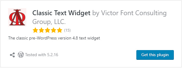 Plugin to fix WordPress 4.8 Text Widget